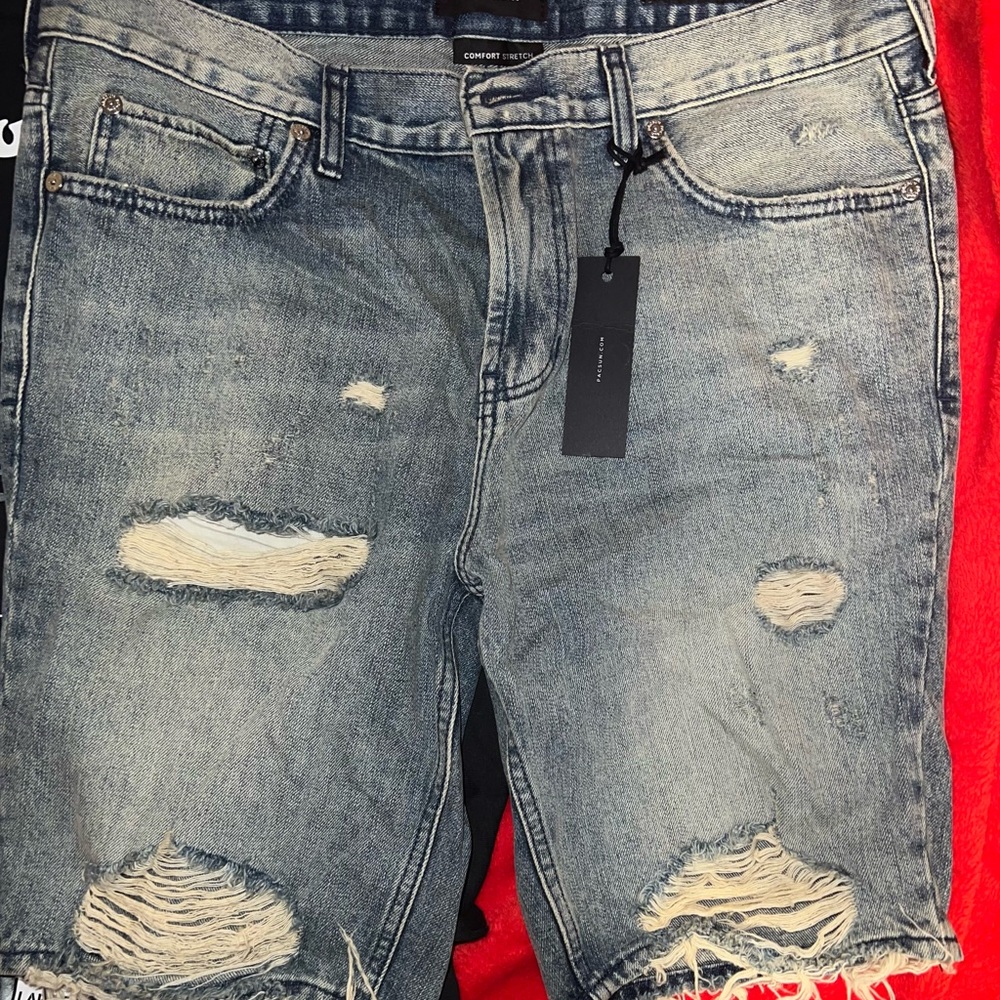 PacSun Distressed Jean Shorts - Blue